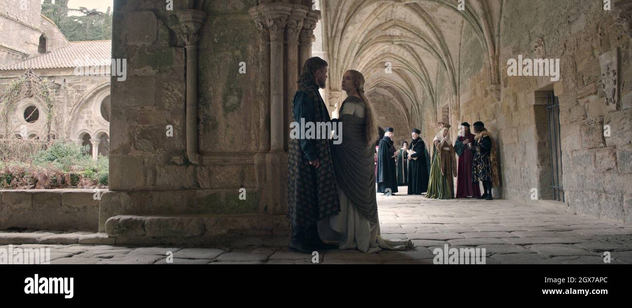 THE LAST DUEL, from left Matt Damon as Jean de Carrouges, Jodie Comer