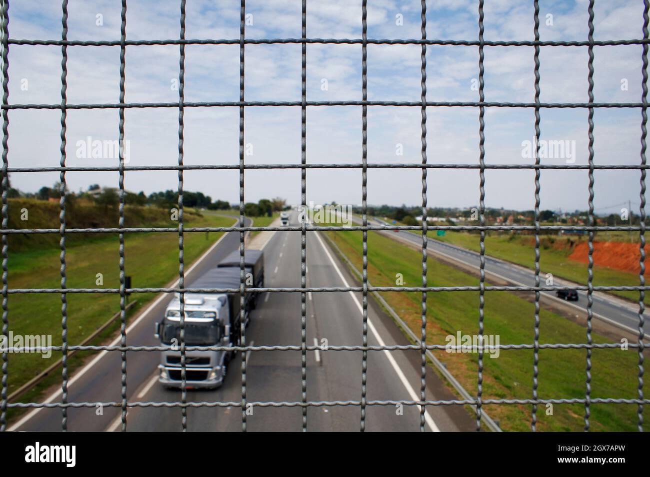 View of the highway from a pedestrian walkway. Stock Photo