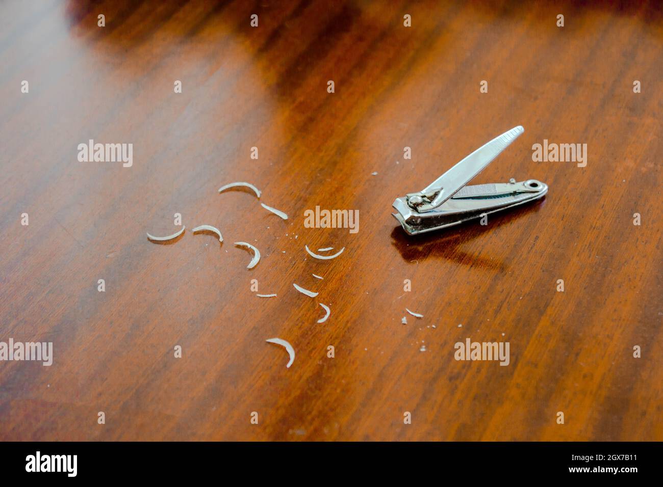 Nail clipping. Nail clipper with nails. Hand beauty. Manicure and pedicure tool Stock Photo Alamy