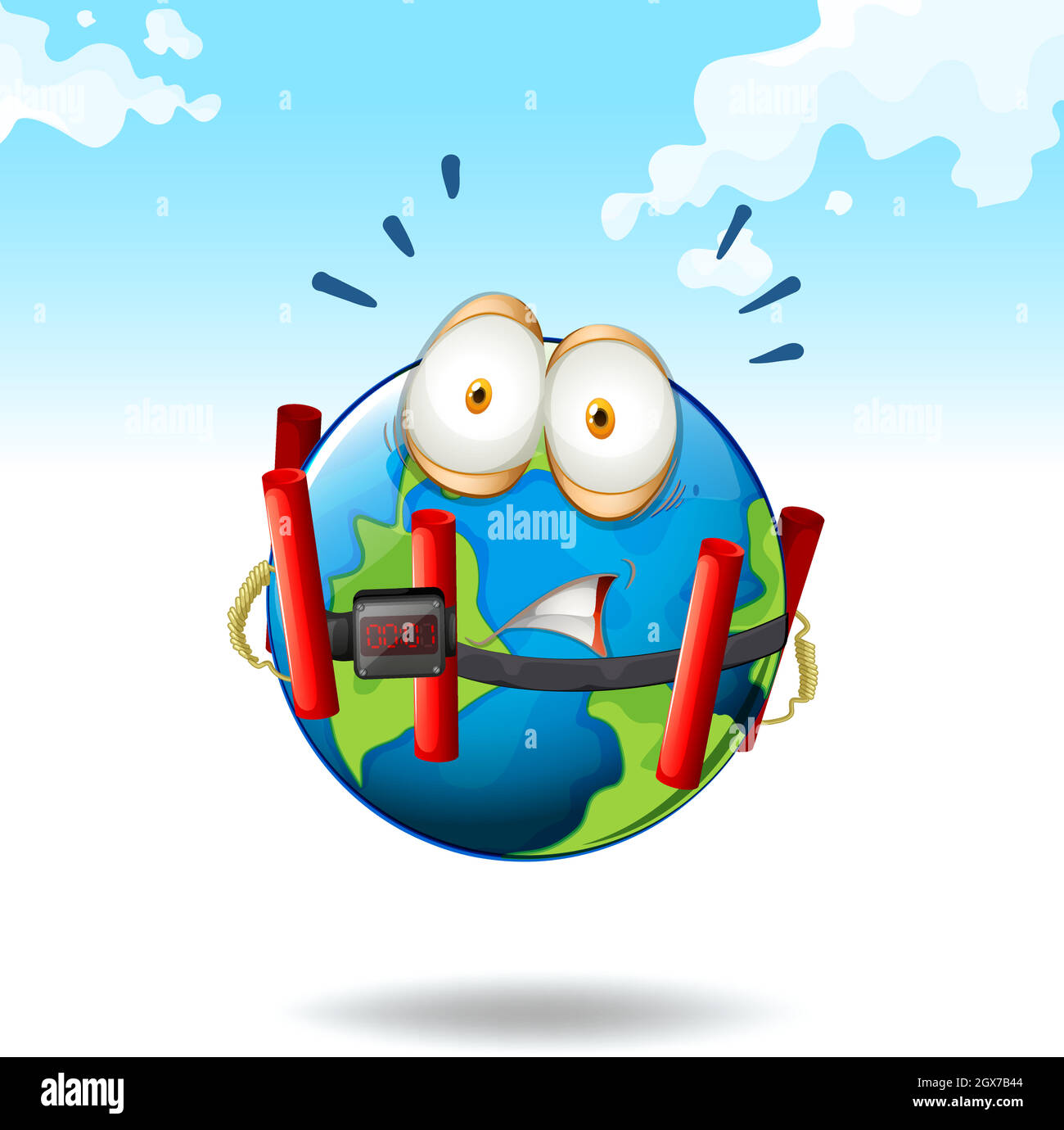 Earth being wrapped with time bomb Stock Vector