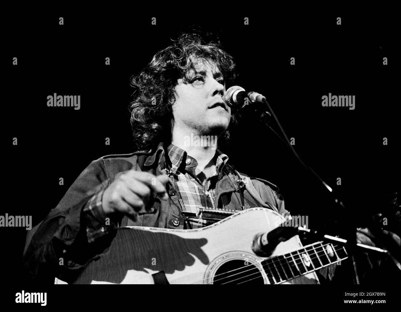 American folk singer Arlo Guthrie performing in London in 1981. Stock Photo