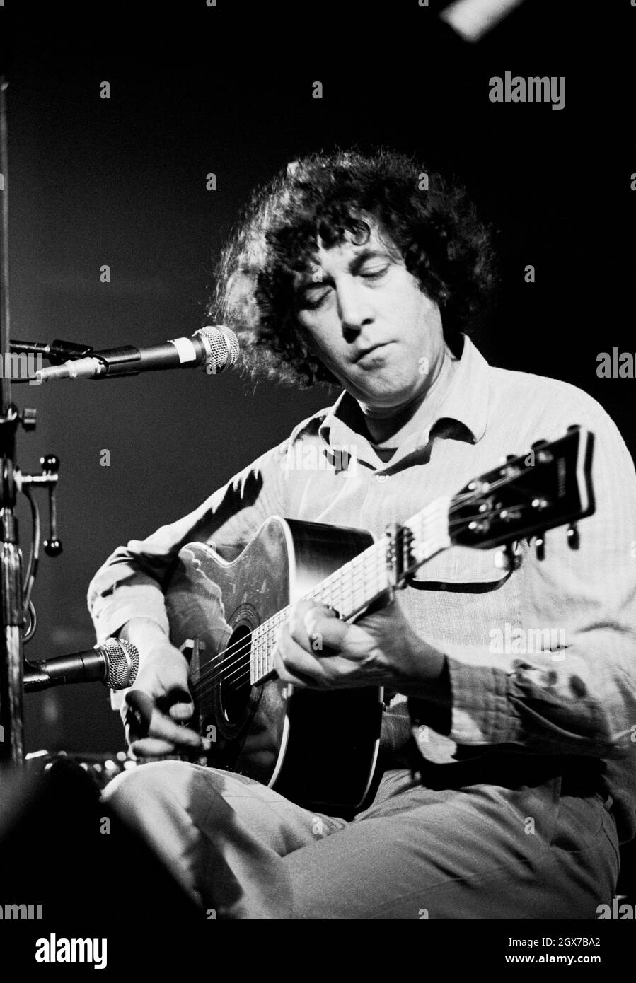 Scottish folk musician Bert Jansch performing in London in 1981. Stock Photo