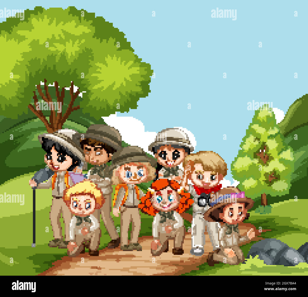Scene with many kids in the park Stock Vector Image & Art - Alamy