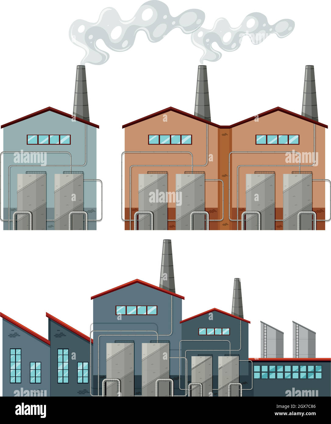 Factory buildings with chimneys Stock Vector
