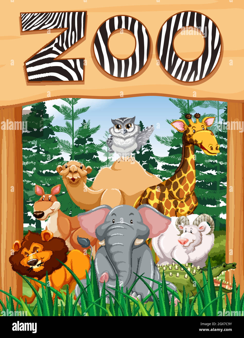 Wild animals under zoo sign Stock Vector Image & Art - Alamy Wild animals under zoo sign Stock Vector Image & Art - Alamy
