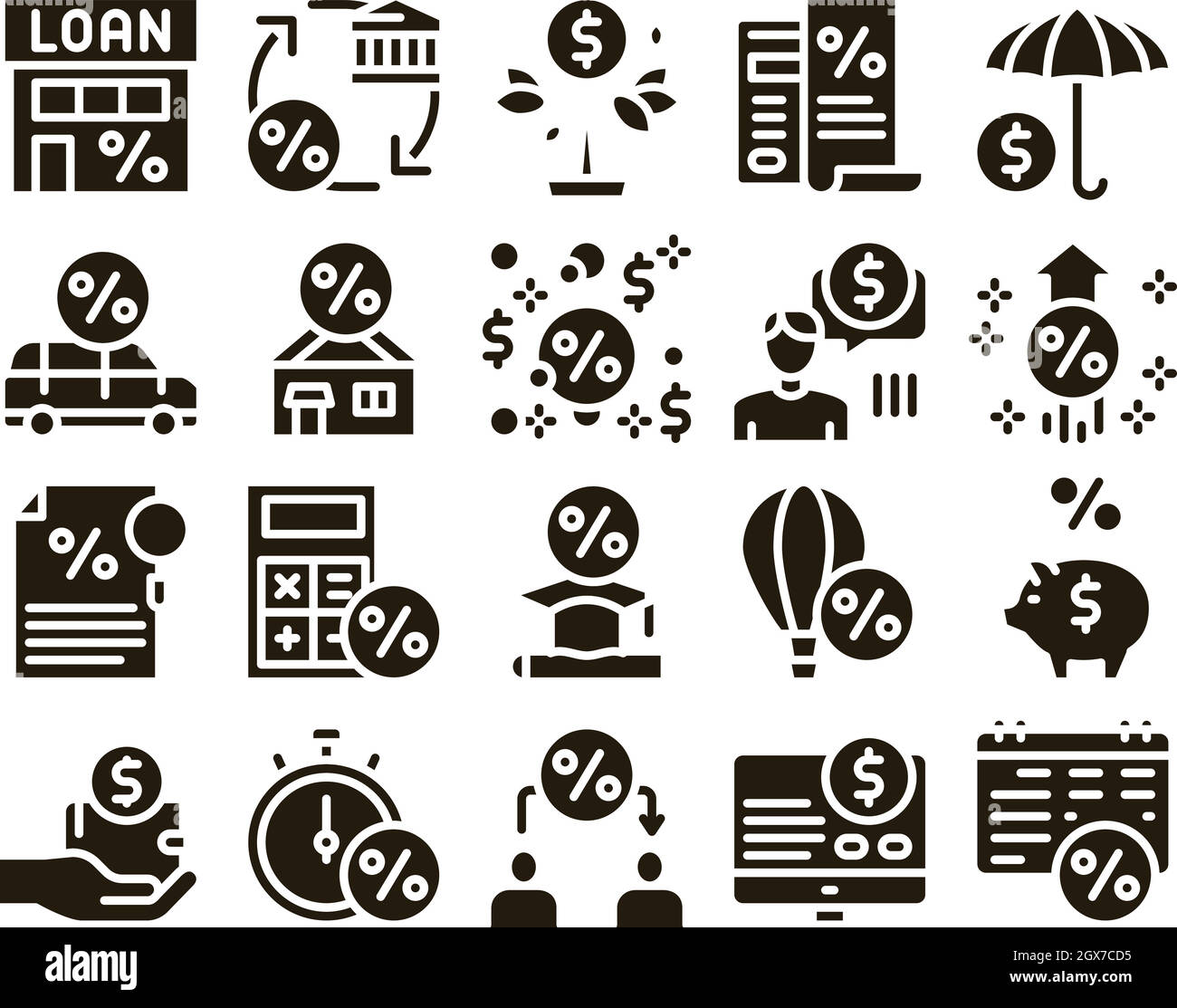 Payday Loan Collection Elements Icons Set Vector Stock Vector