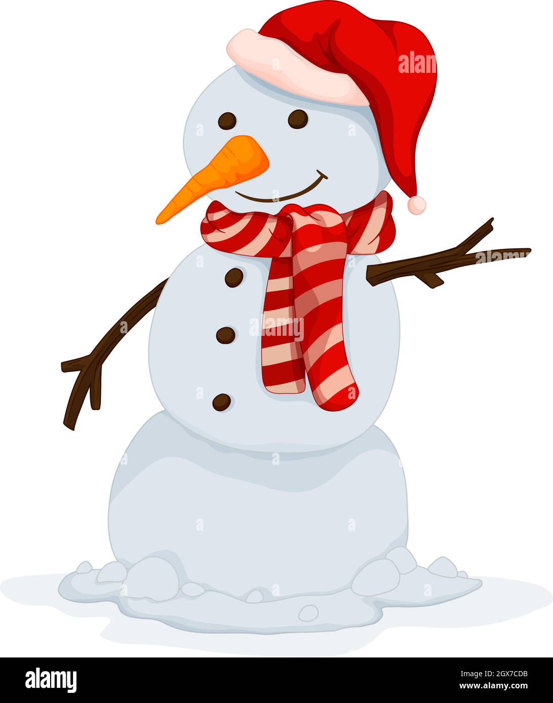 Snowman with happy face Stock Vector