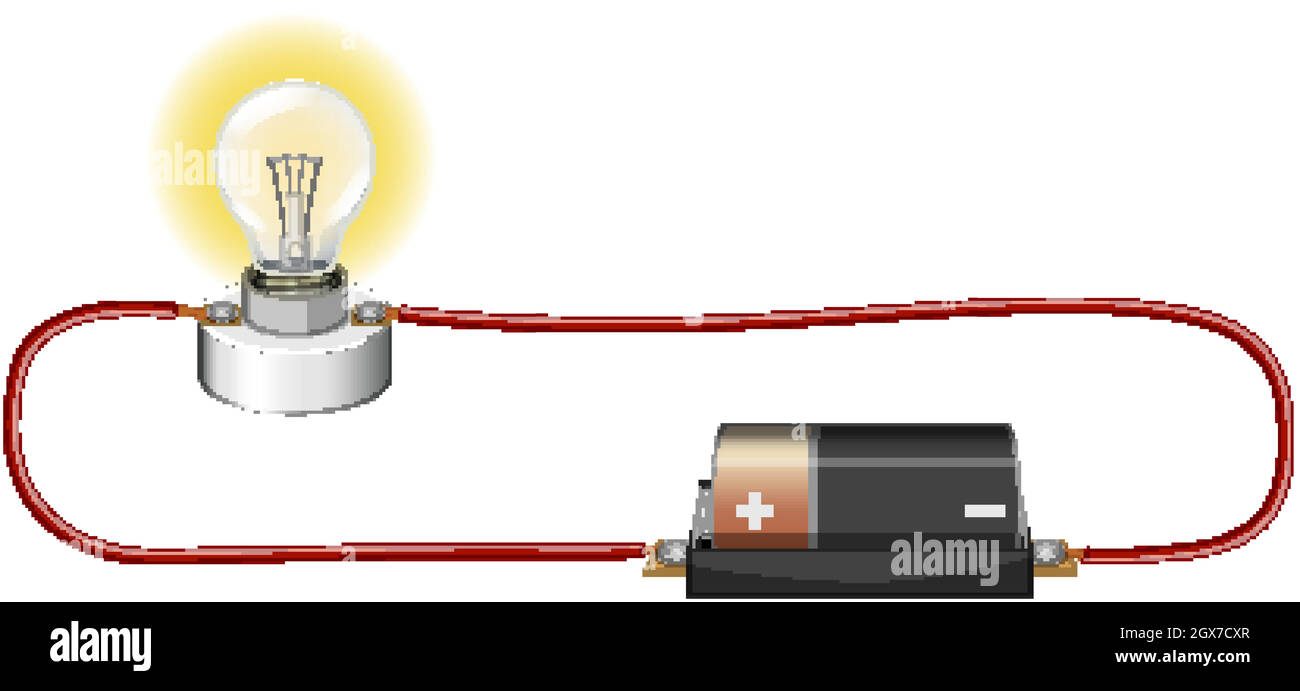 Science experiment of electric circuit Stock Vector