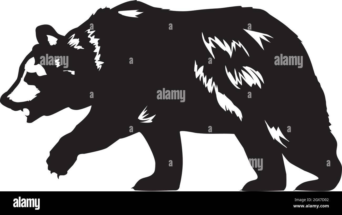 vector illustration of a bear silhouette, wild animal, brown bear. Stock Vector