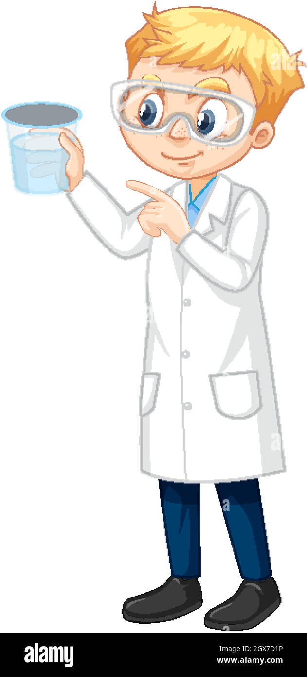 A boy wearing laboratory coat cartoon character Stock Vector Image