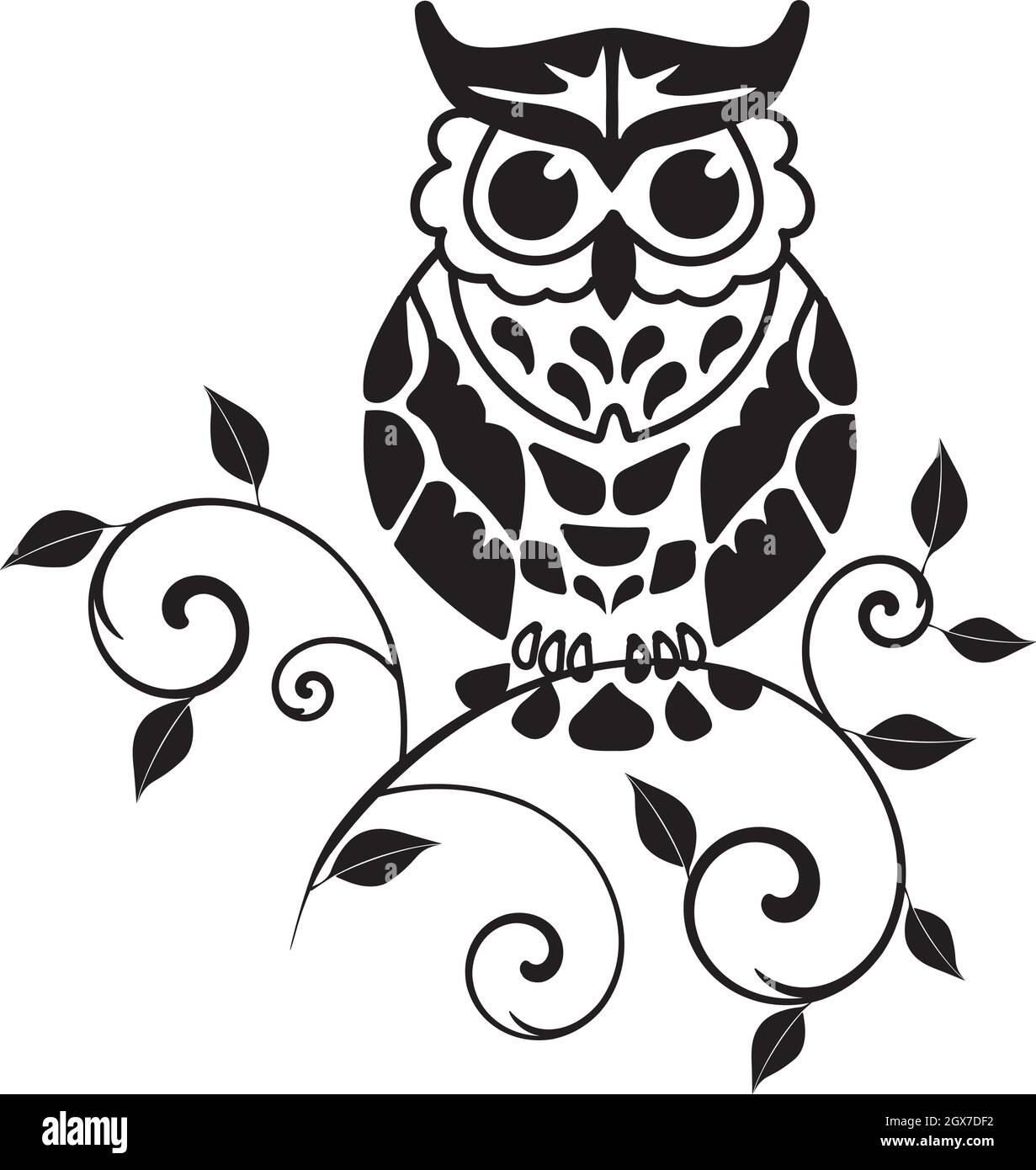 vector illustration of a floral owl. Stock Vector