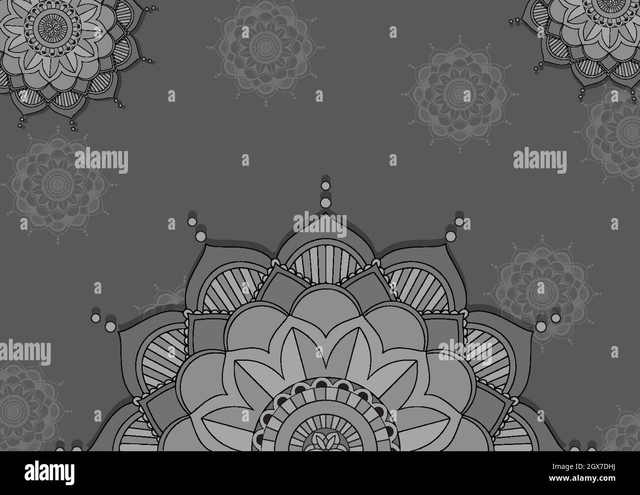 Background template with mandala pattern design in gray color Stock Vector