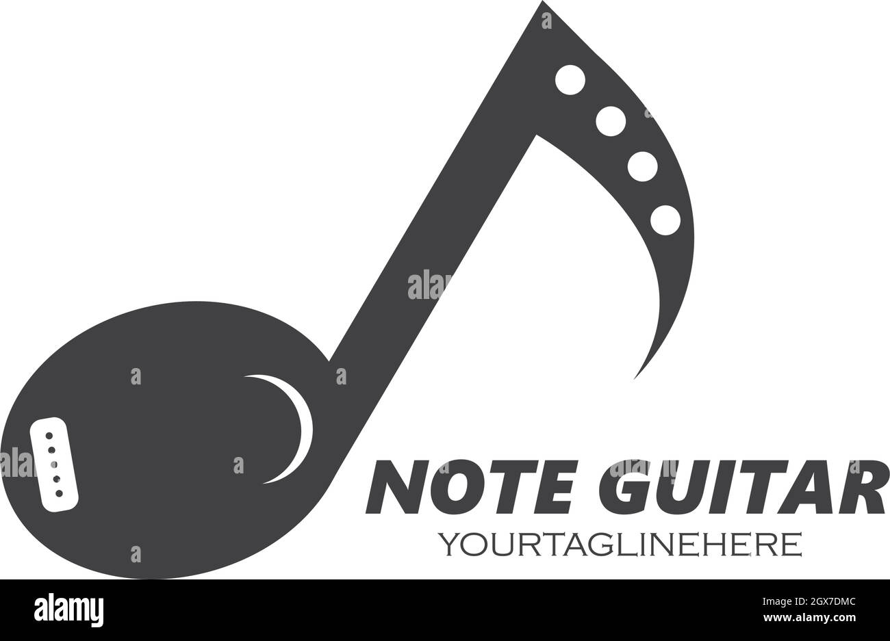 guitar note music concept  icon logo vector illustration design Stock Vector