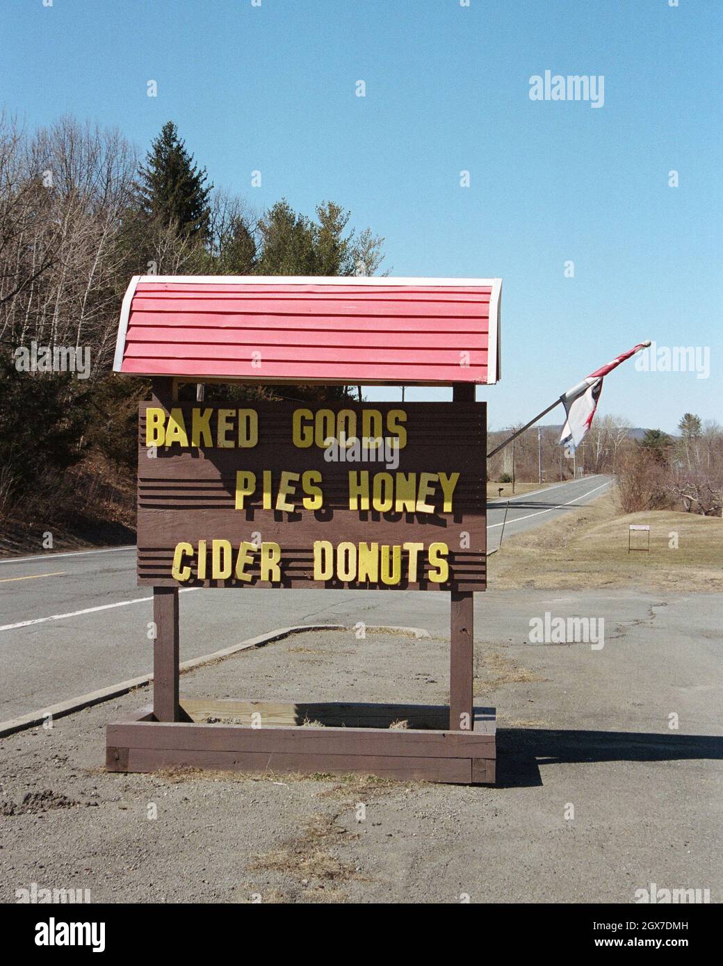 Taconic Orchards sign, near Hudson, New York Stock Photo
