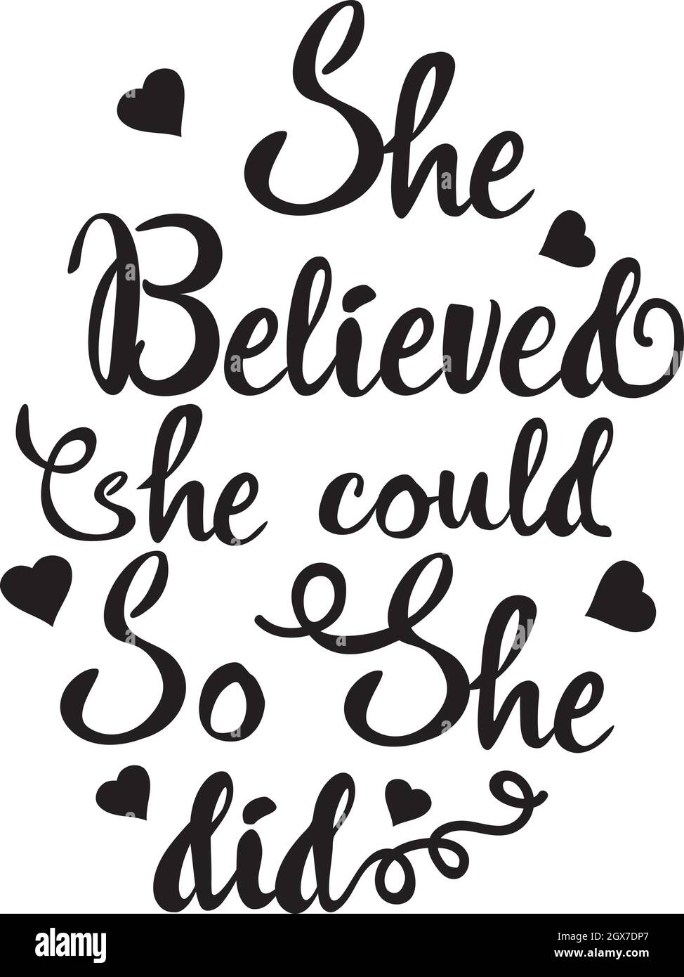vector illustration of she believed she could so she did quote. Stock Vector