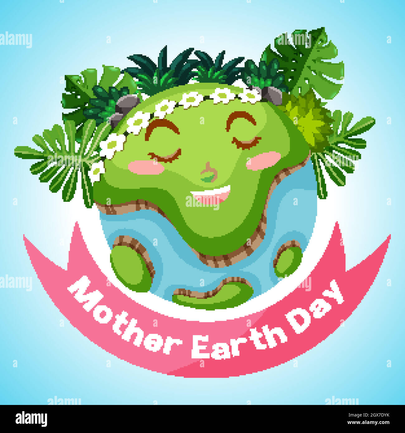 Poster design for mother earth day with smiling earth in background
