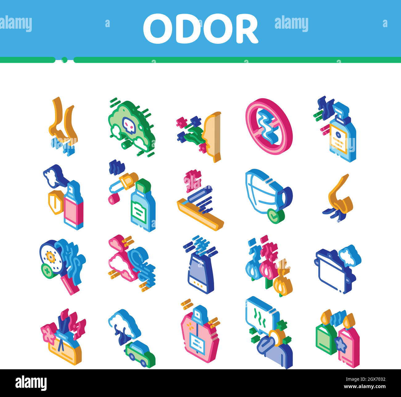 Odor Aroma And Smell Isometric Icons Set Vector Stock Vector Image