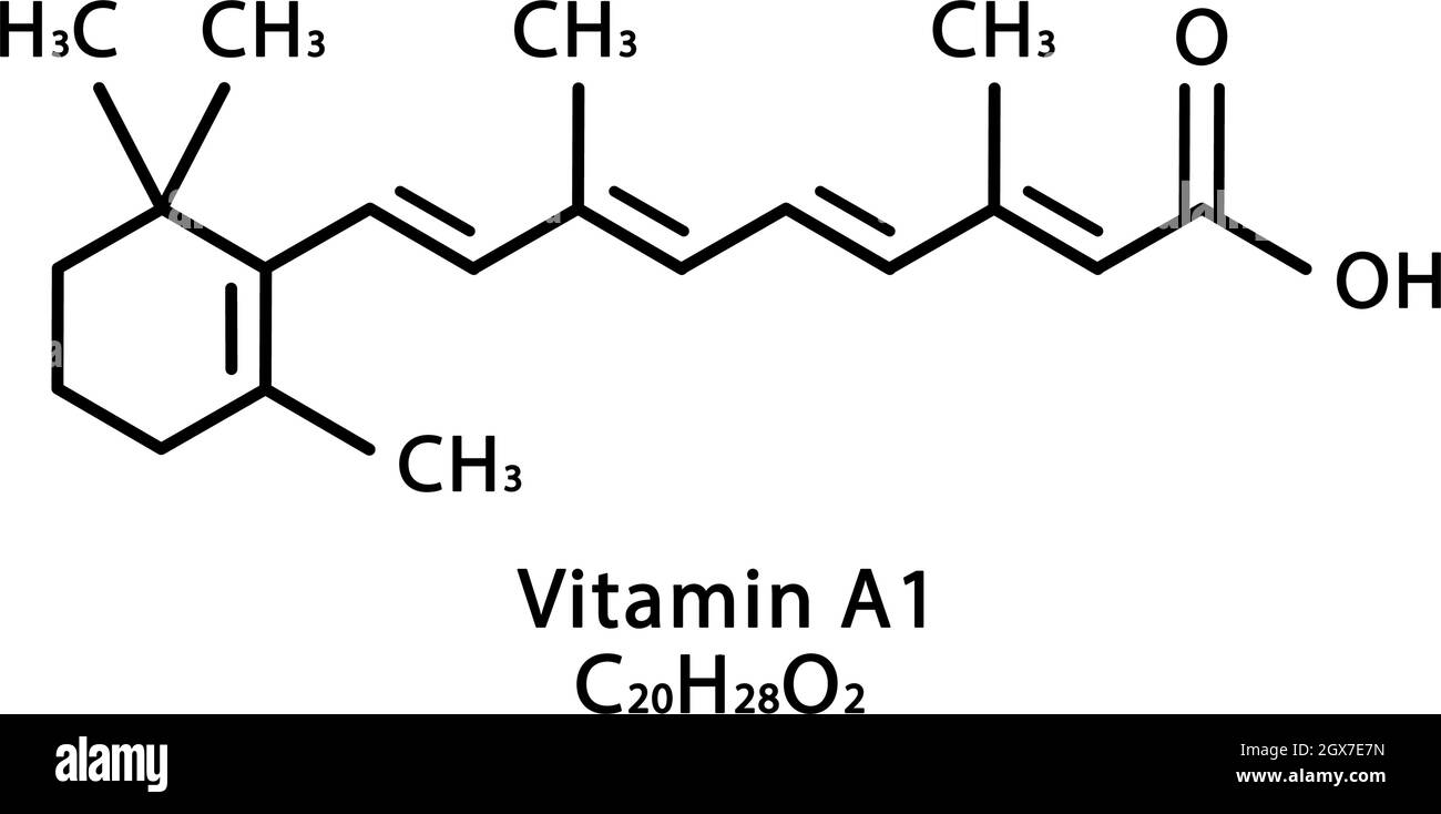 aktivering Luminans Betaling Vitamin A1 Retinoic acid molecular structure. Vitamin A1 Retinol skeletal  chemical formula. Chemical molecular formulas Stock Vector Image & Art -  Alamy