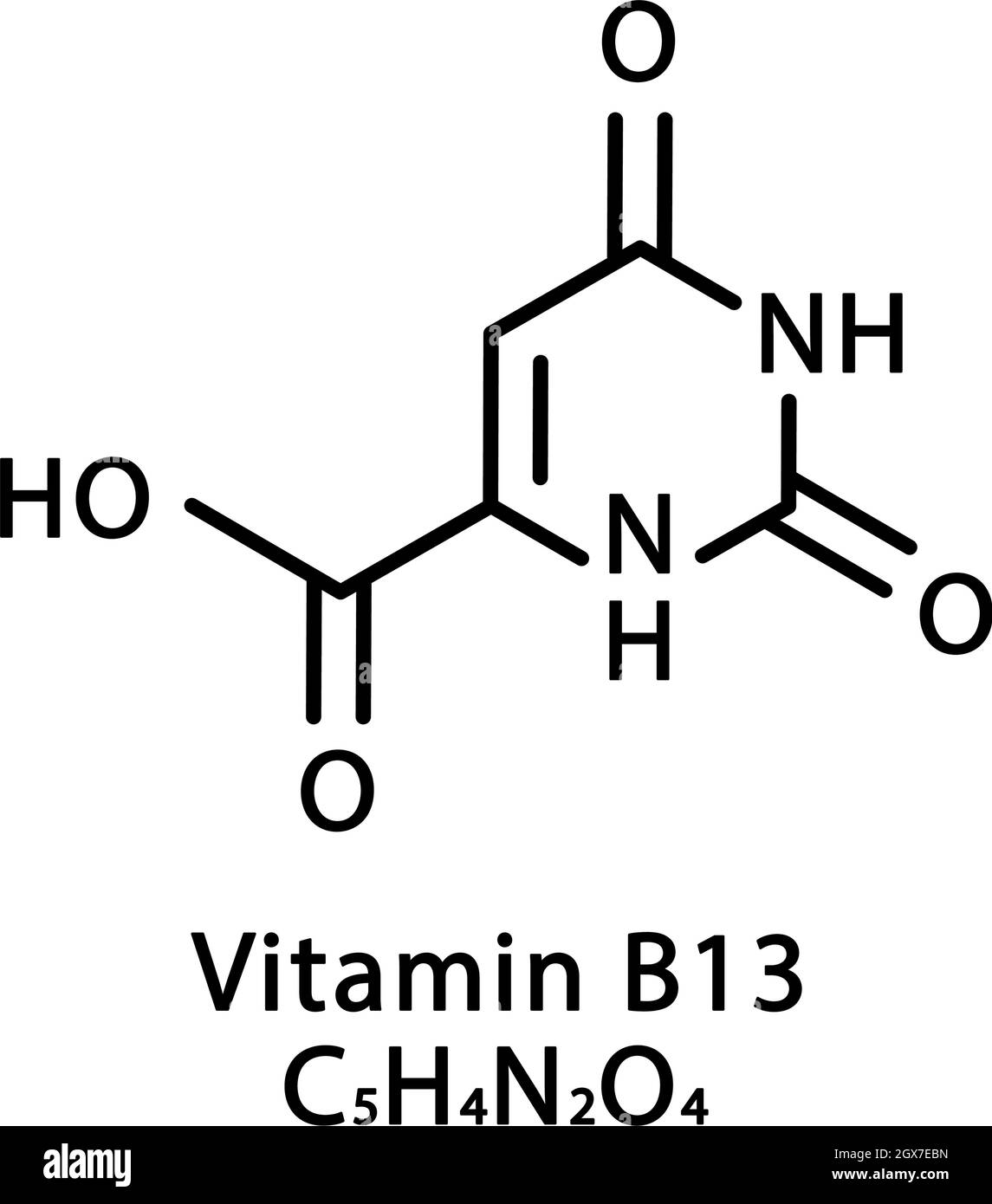 Vitamin B13 Orotic acid molecular structure. Vitamin B13 Orotic acid  skeletal chemical formula. Chemical molecular formulas Stock Vector Image &  Art - Alamy