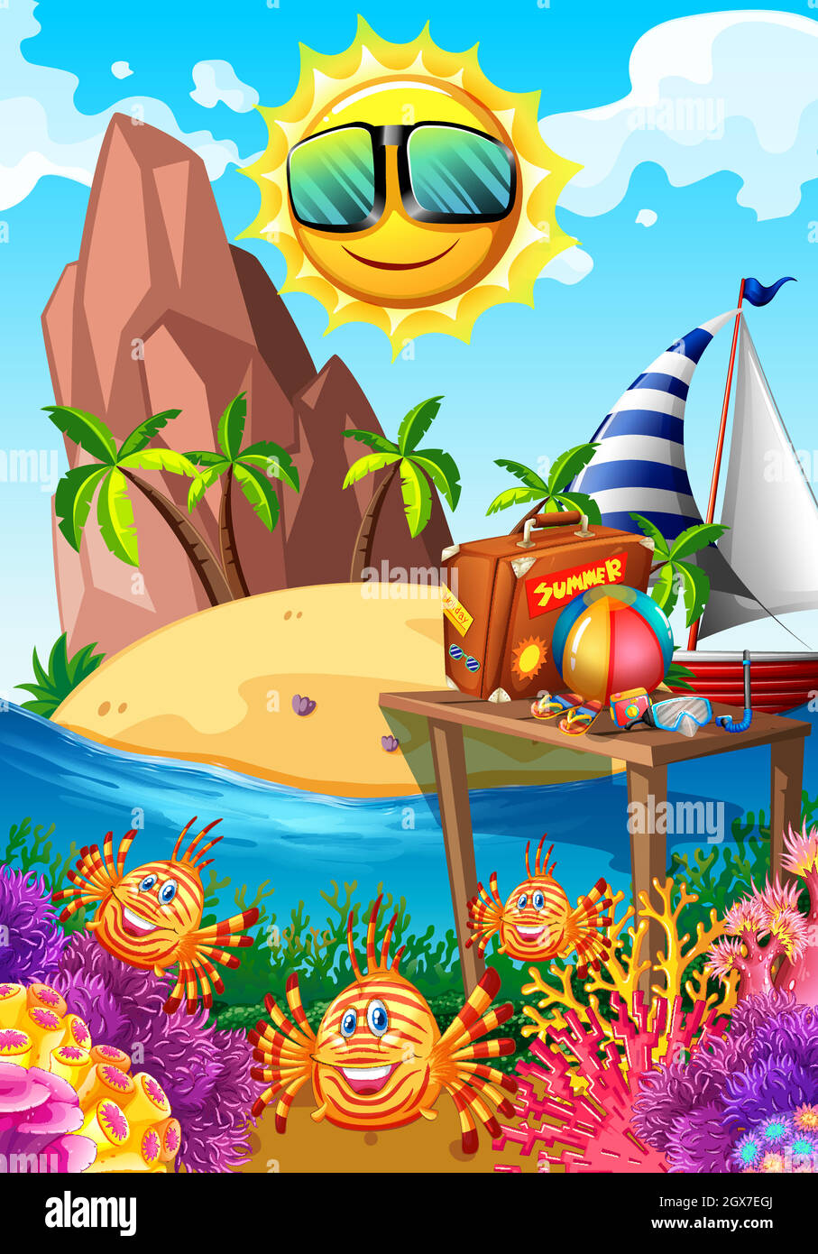 Summer theme with sun and island Stock Vector Image & Art - Alamy Summer theme with sun and island Stock Vector Image & Art - Alamy