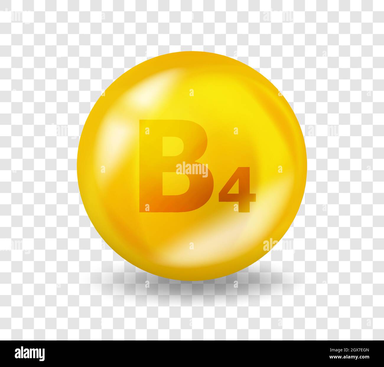 Vitamin B4 Choline. Vitamin complex illustration concept. B4 Choline pill capsule. 3D Yellow