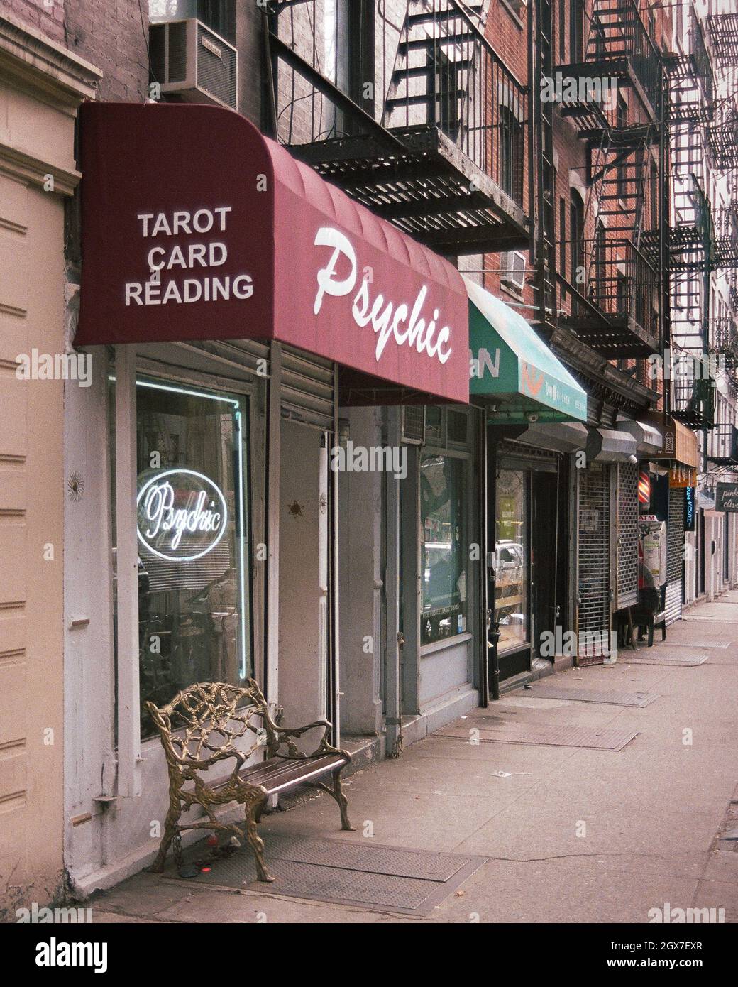 Pyschic sign in the East Village, Manhattan, New York City Stock Photo