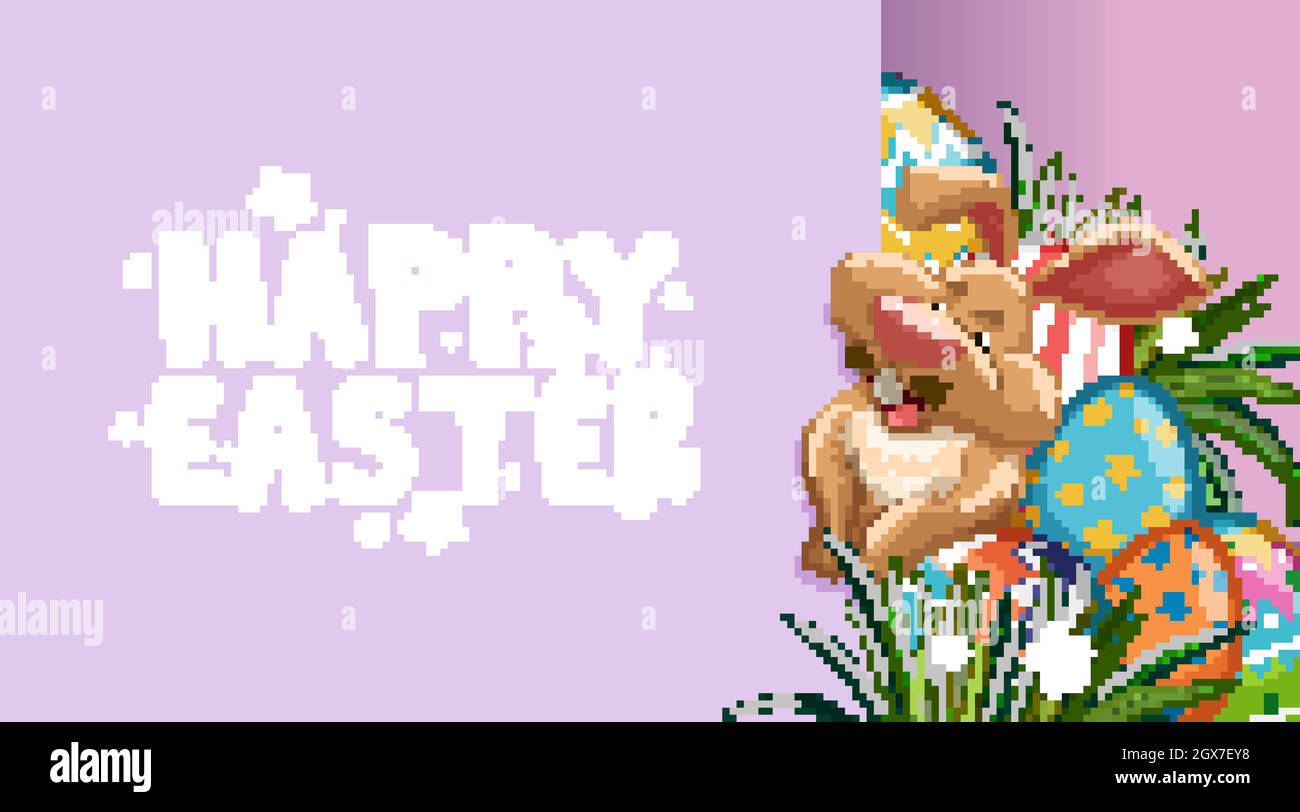 Poster design for easter with bunny and painted eggs Stock Vector Image ...