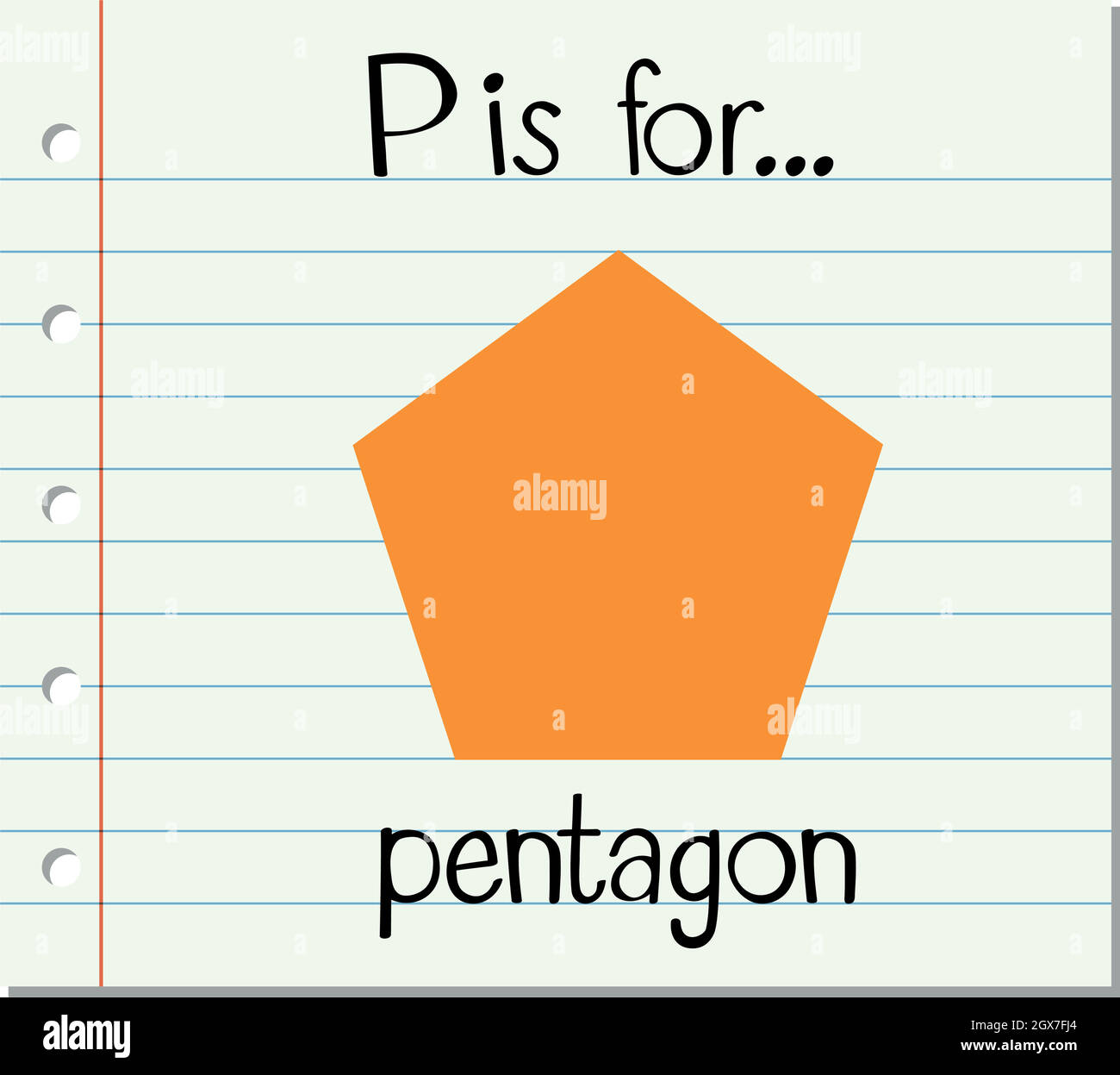 Flashcard letter P is for pentagon Stock Vector