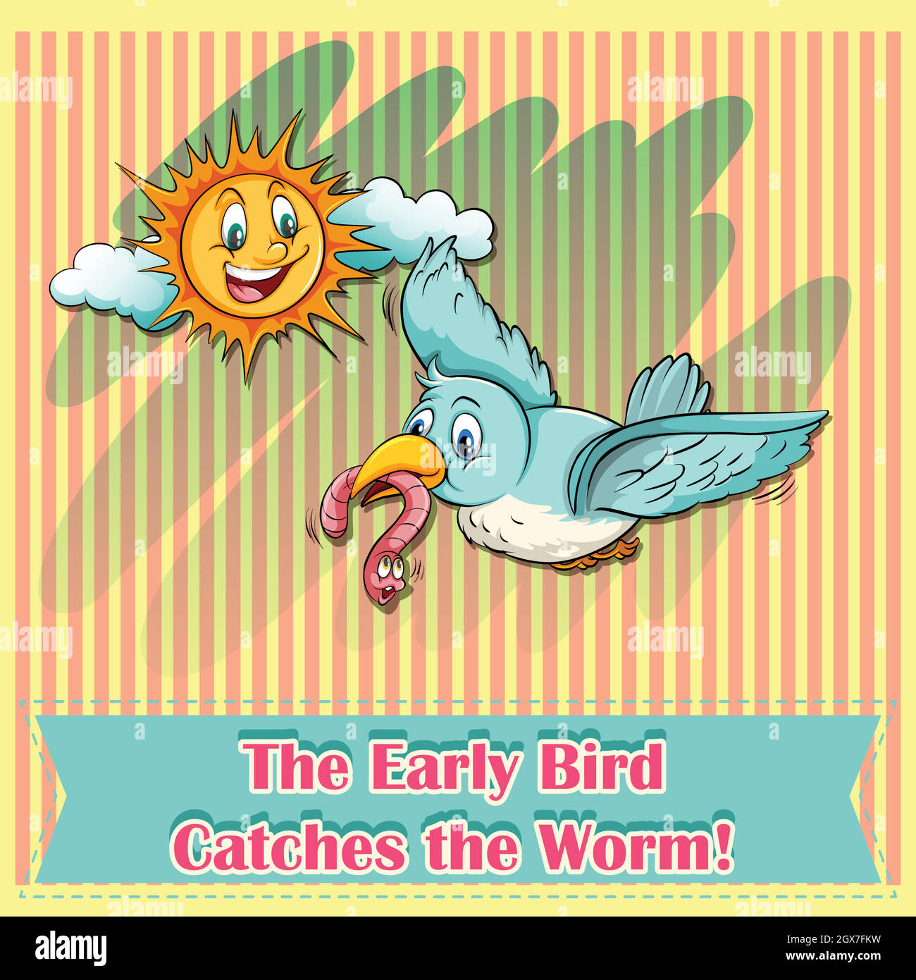The early bird catches the worm Stock Vector