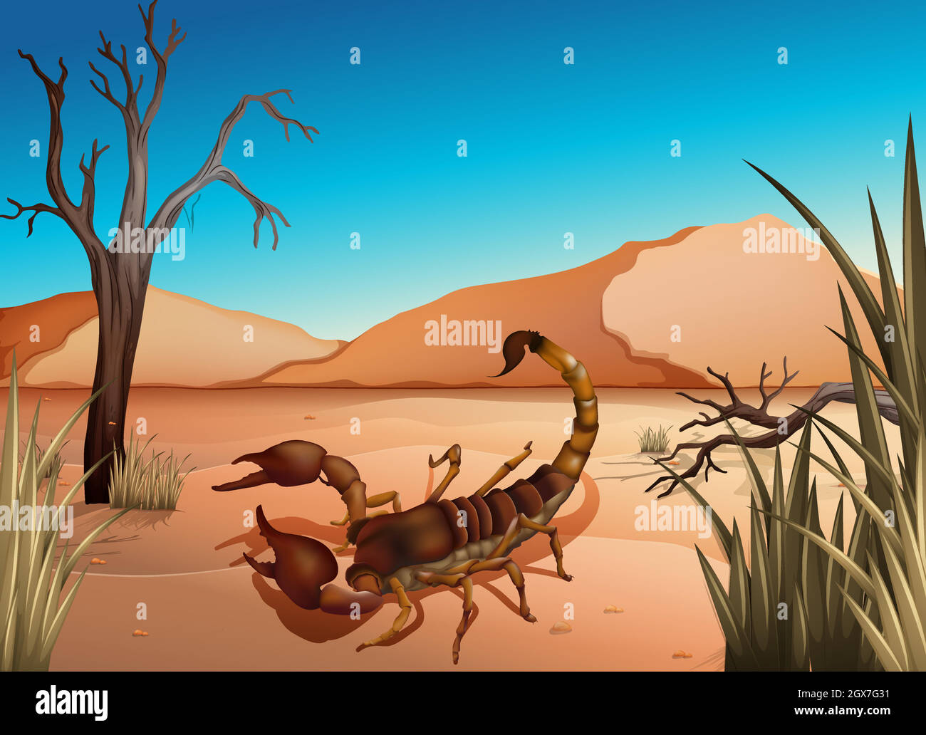 A desert with a scorpion Stock Vector