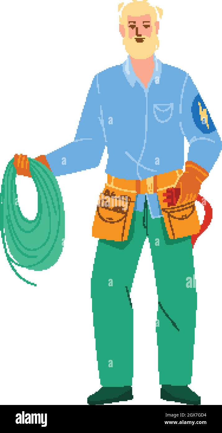 Electrician Hold Electrical Cord And Tool Vector Stock Vector