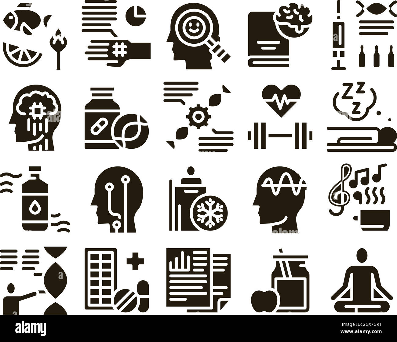 Biohacking Collection Elements Icons Set Vector Stock Vector