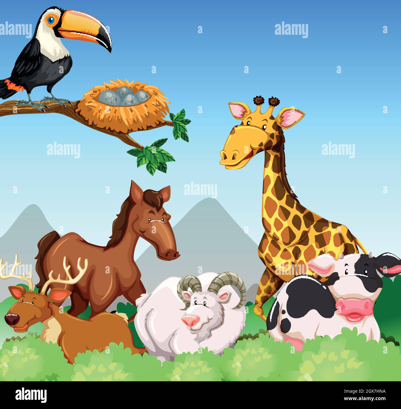 Wild animals in the field Stock Vector Image & Art - Alamy