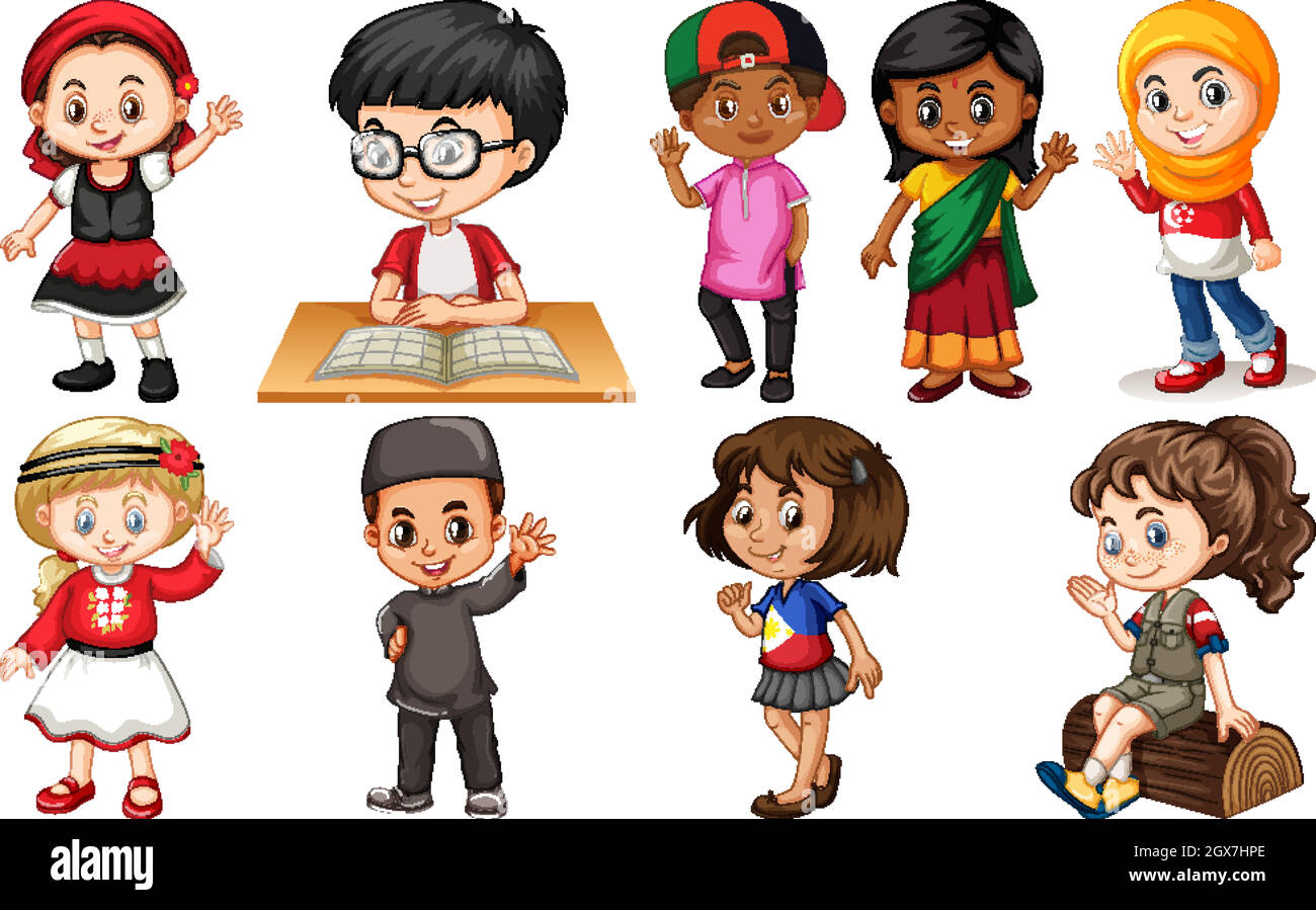Set of children from different countries Stock Vector Image &amp; Art - Alamy