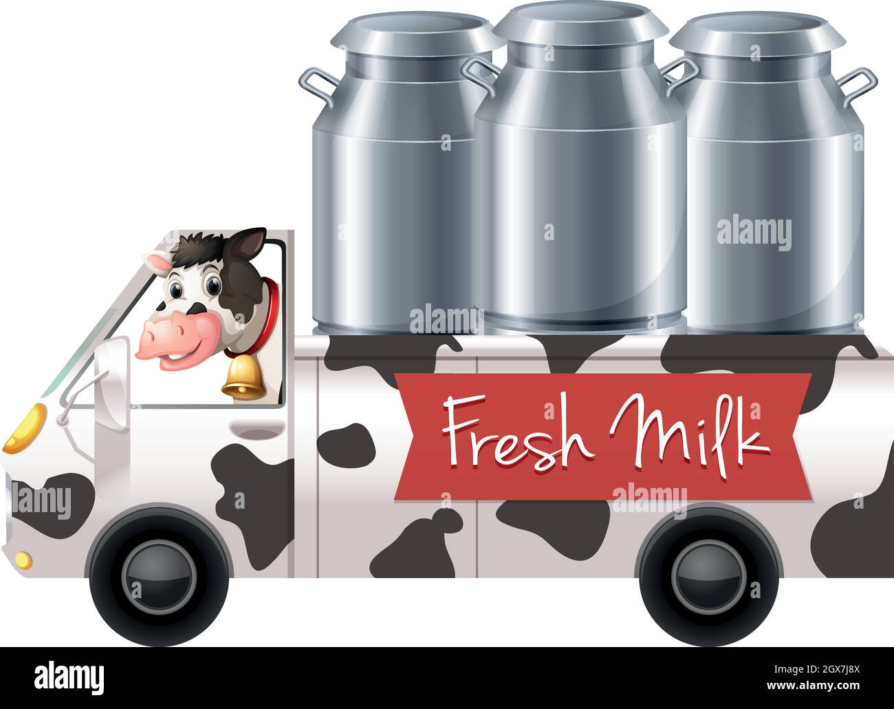 Cow delivering fresh milk Stock Vector