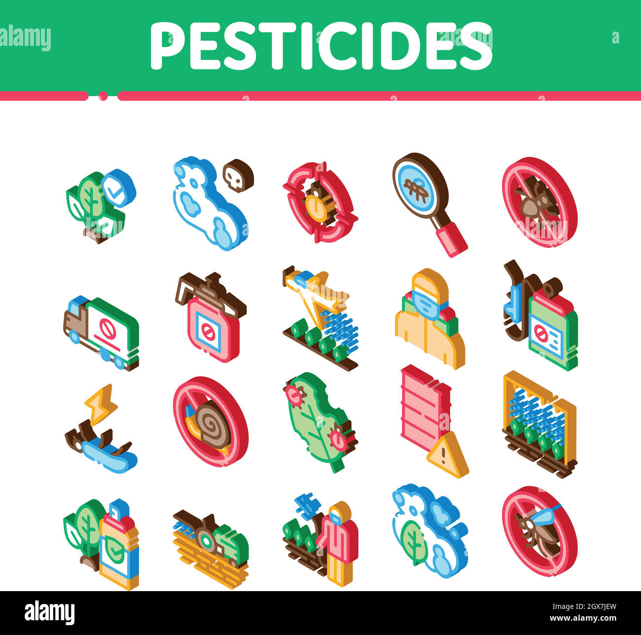 Pesticides Chemical Isometric Icons Set Vector Stock Vector Image & Art ...