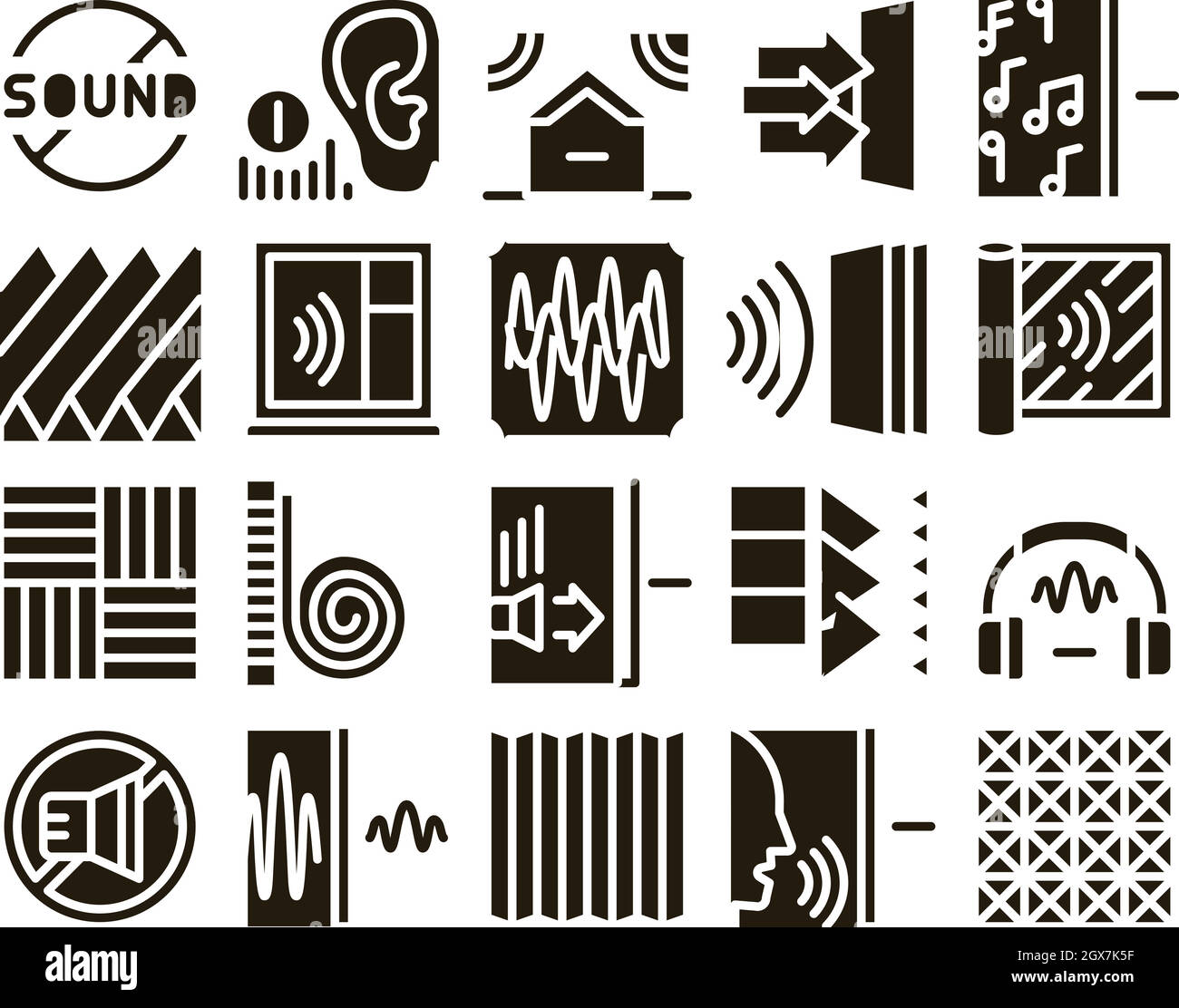 Soundproofing Building Material Icons Set Vector Stock Vector