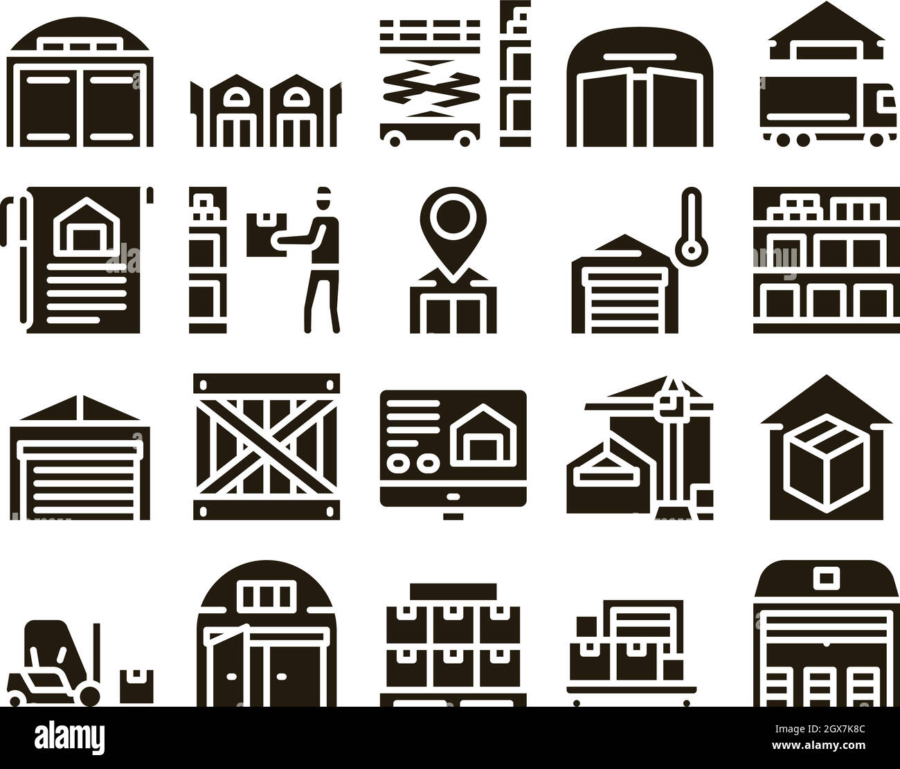 Warehouse And Storage Glyph Set Vector Stock Vector Image & Art - Alamy