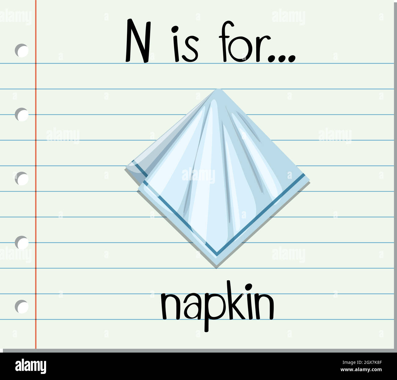 Flashcard letter N is for napkin Stock Vector