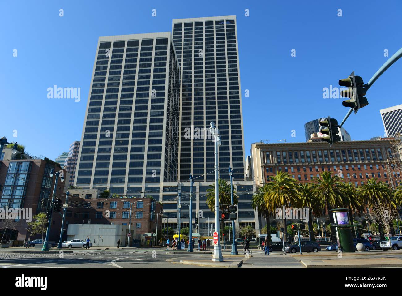 Steuart and Spear Tower at One Market Plaza in Financial District in downtown San Francisco, California CA, USA. Stock Photo