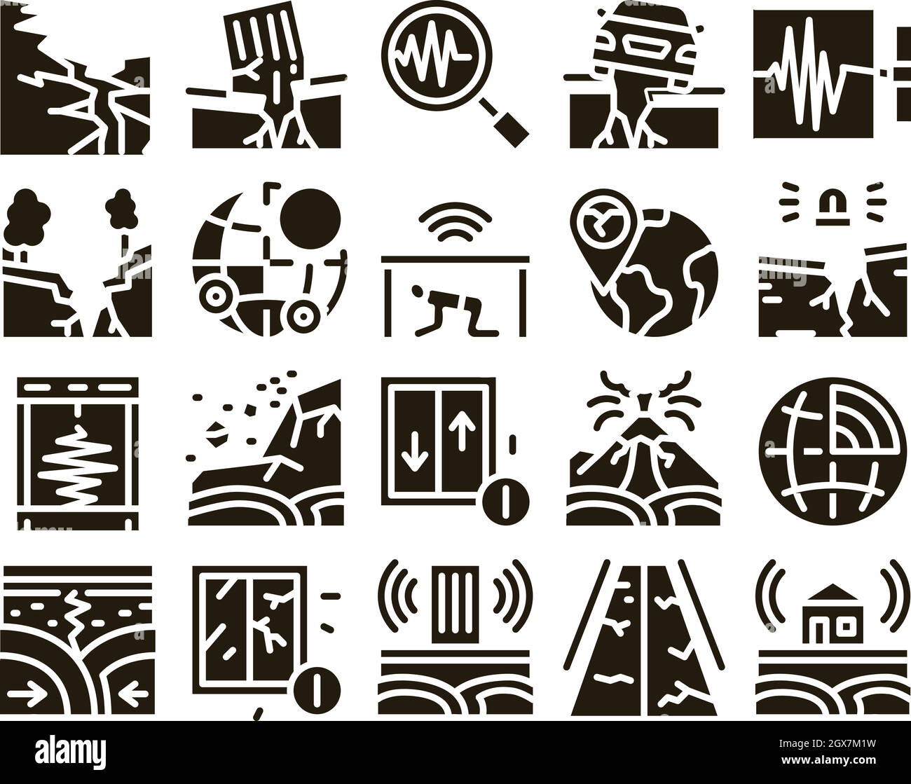 Earthquake Disaster Glyph Set Vector Stock Vector Image & Art - Alamy