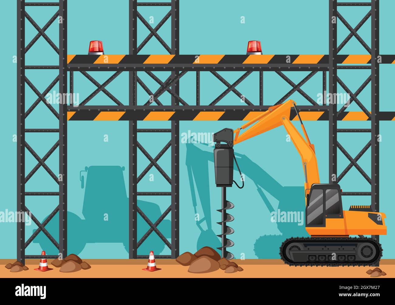 Construction site with drill digging hole Stock Vector Image & Art Alamy