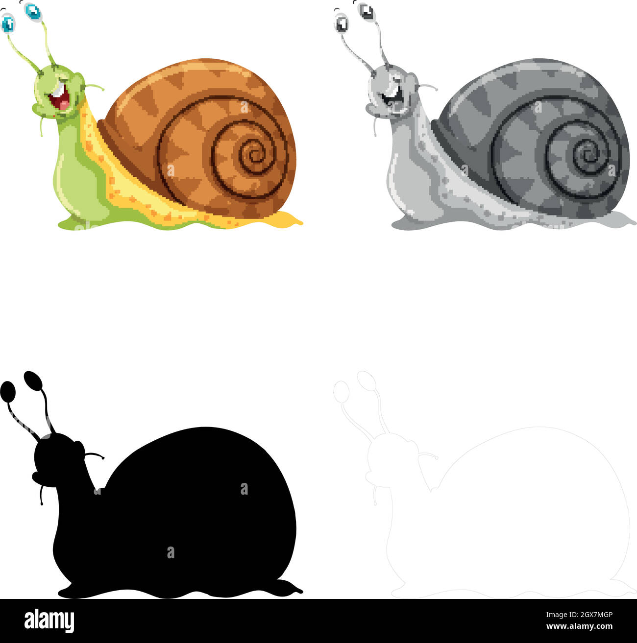 Set of snail character Stock Vector Image & Art Alamy