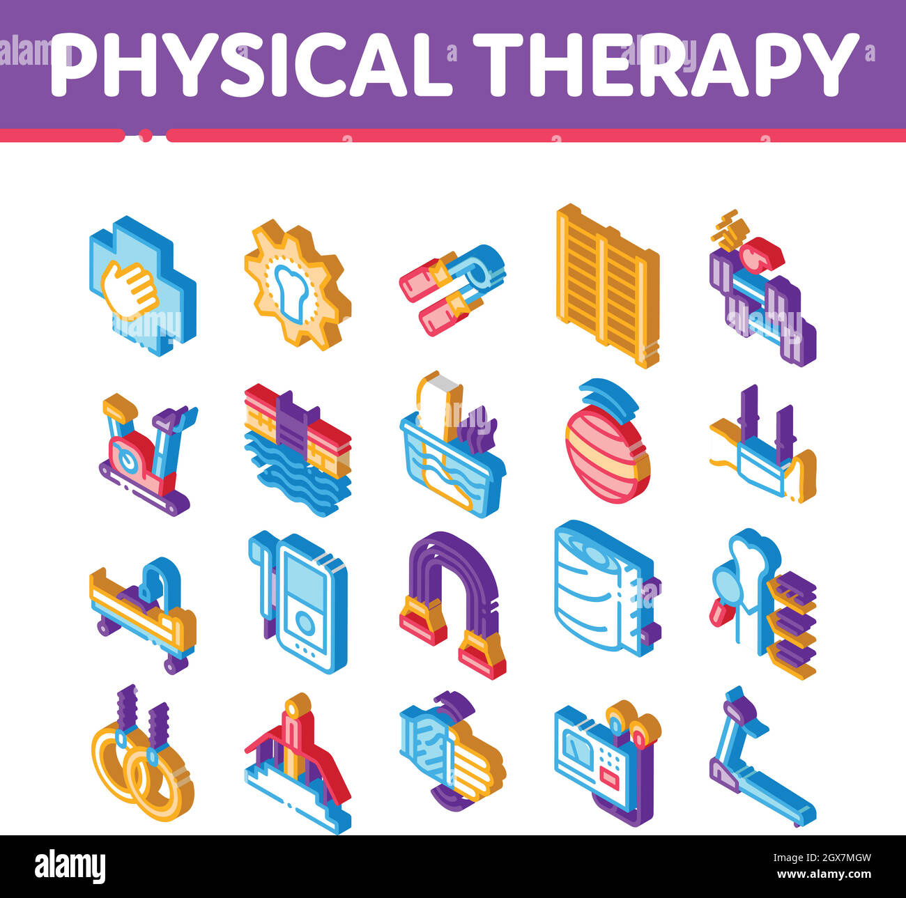 Physical Therapy Isometric Icons Set Vector Stock Vector Image & Art