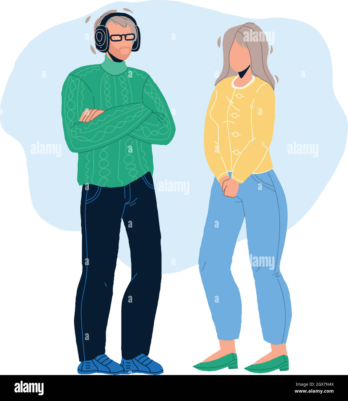 Generation X Man And Woman Staying Together Vector Stock Vector