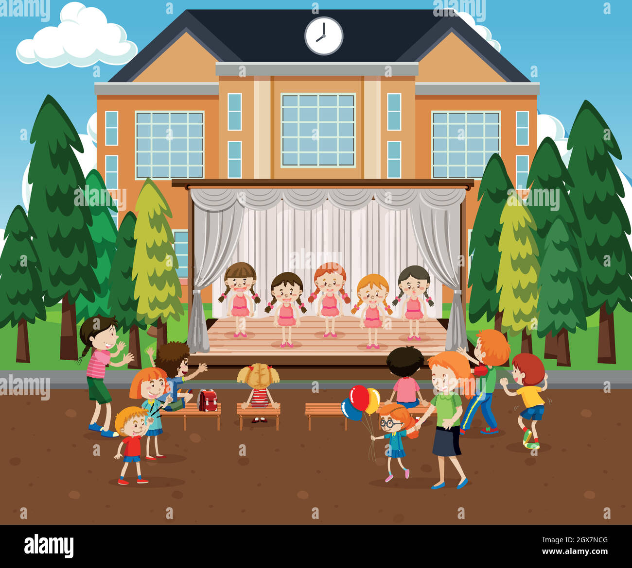 School children dancing on stage Stock Vector Images - Alamy