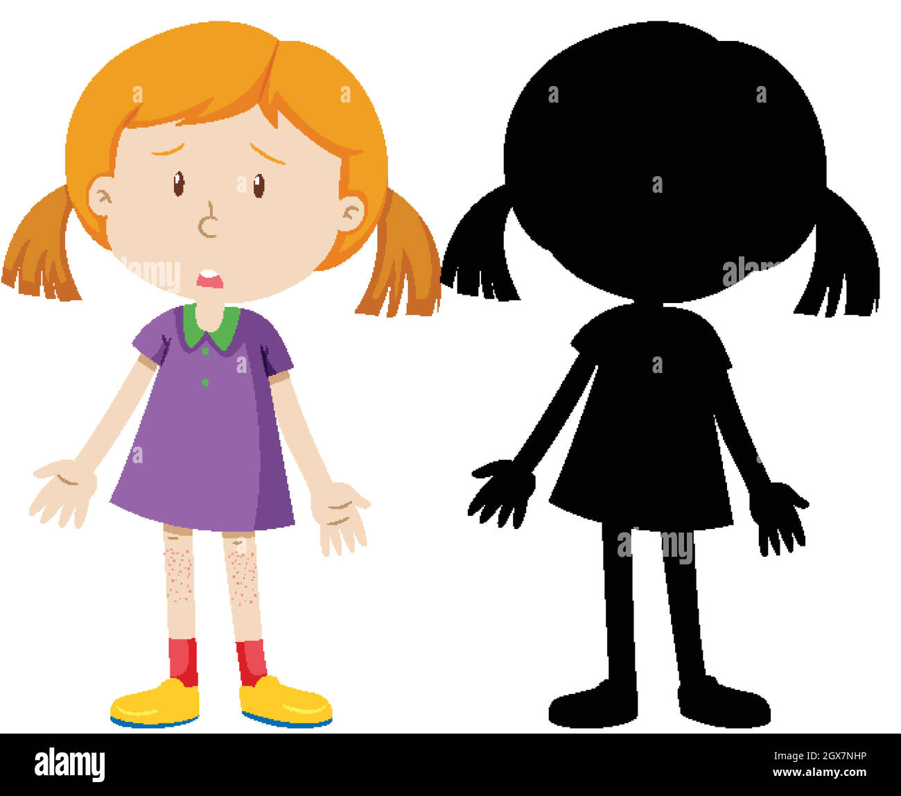 Girl sad disapointed with its silhouette Stock Vector