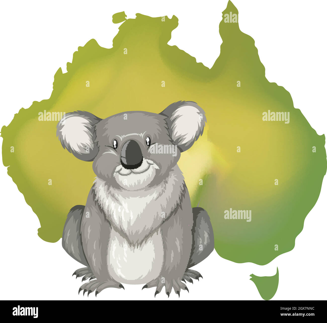 Koala bear and Australian map Stock Vector