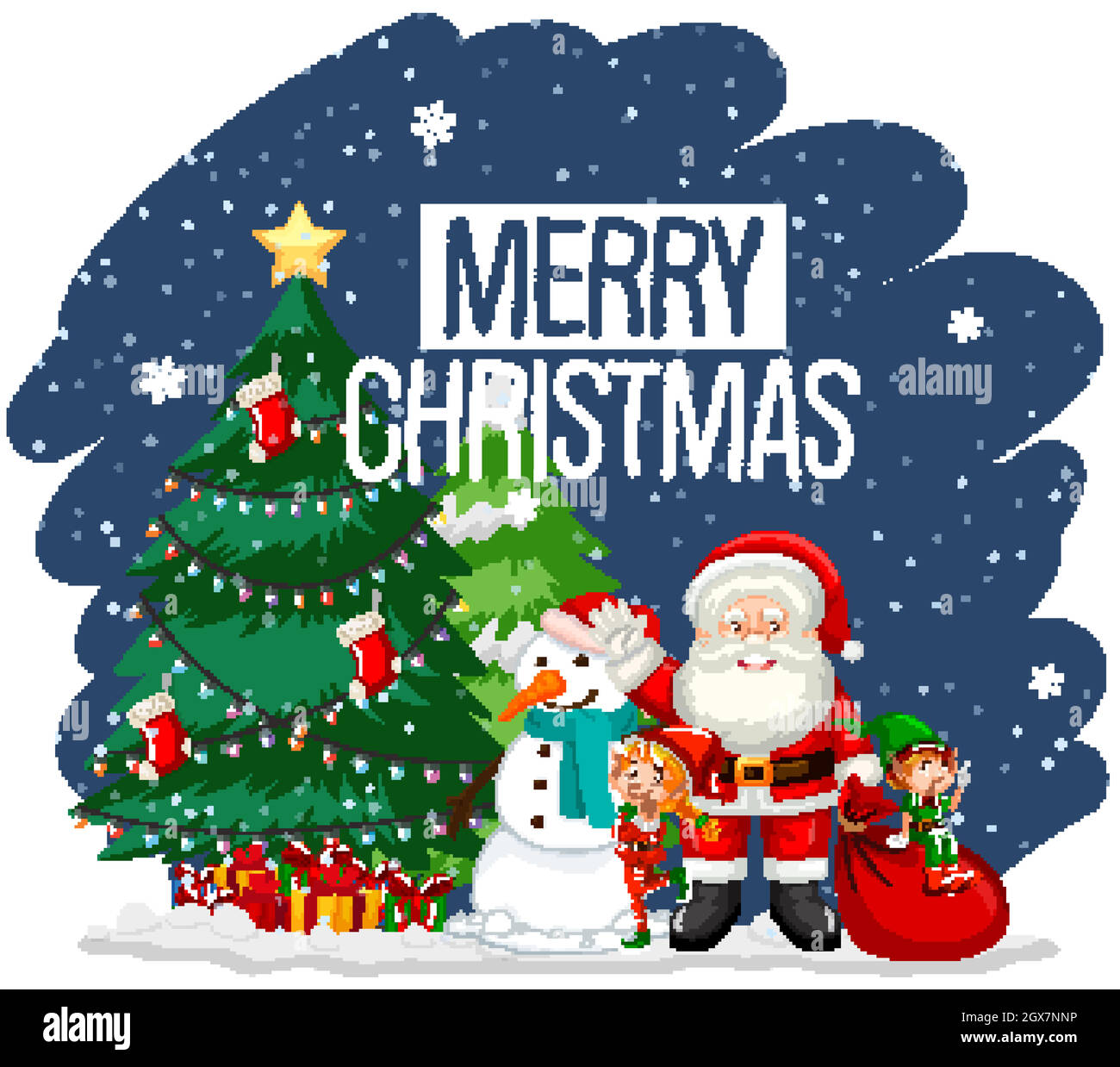 Christmas theme with Santa and snowman Stock Vector Image & Art - Alamy