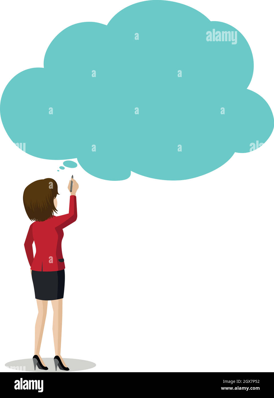 A lady writing with an empty callout Stock Vector